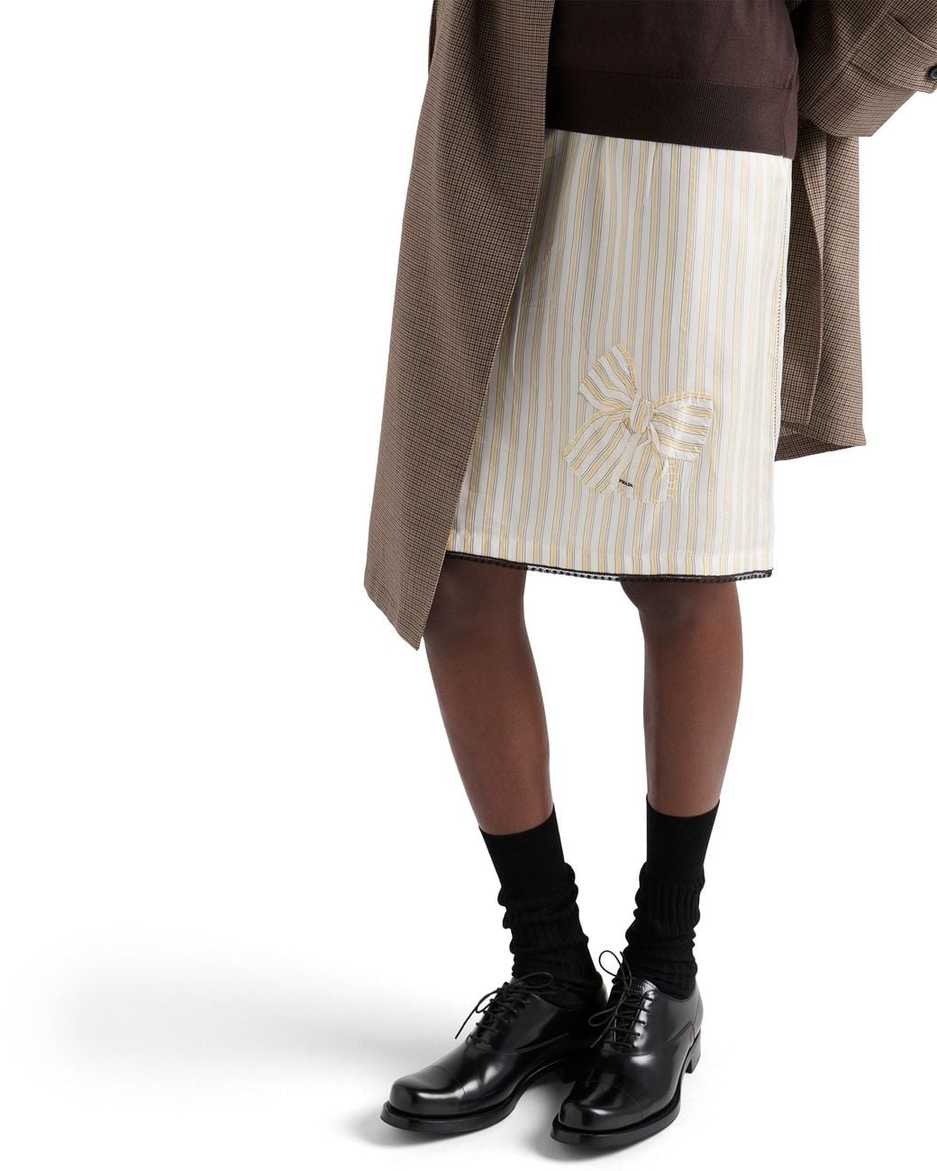Prada White Striped Skirt With Appliqué