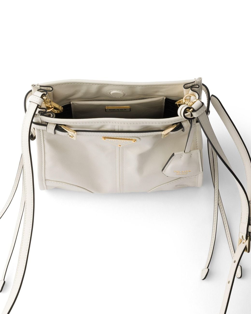 Prada White Bonnie Leather Mini Shoulder Bag