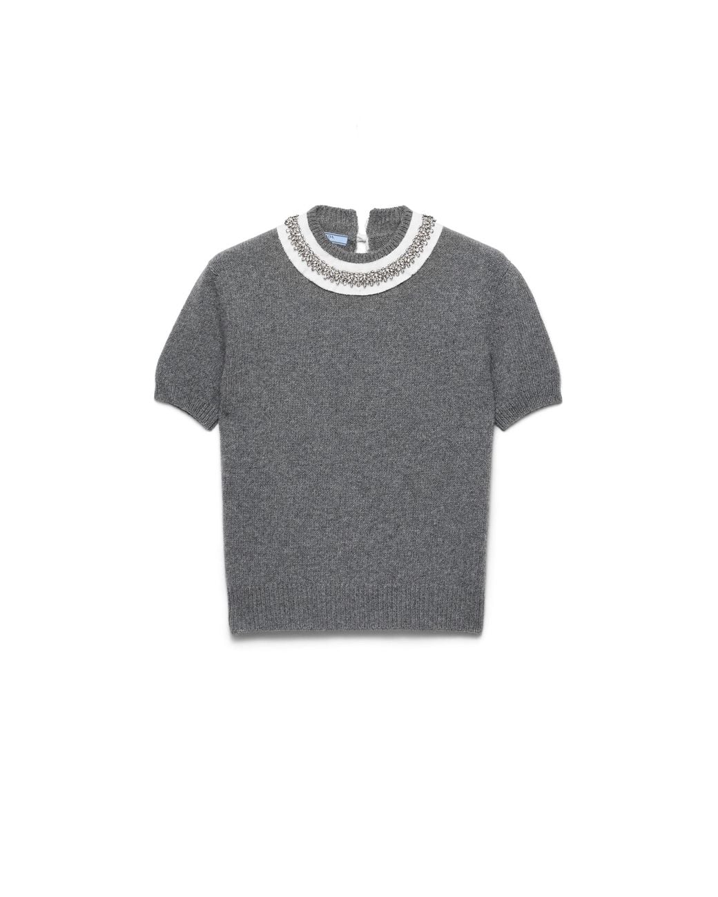Prada Gray Short-Sleeved Wool And Cashmere Sweater, Slate