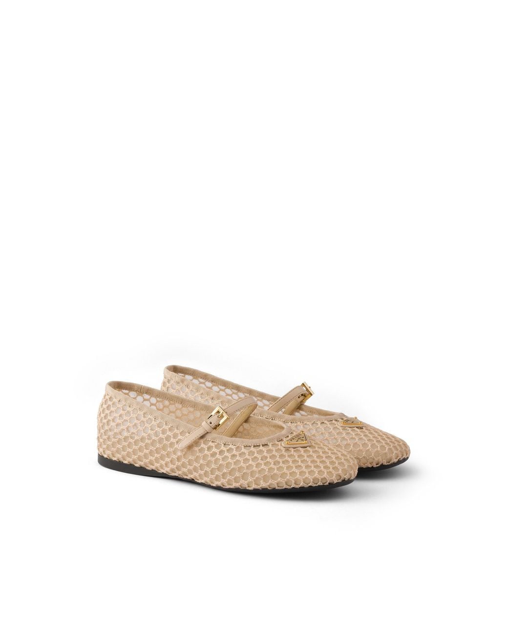 Prada Natural Mesh Fabric Ballerinas