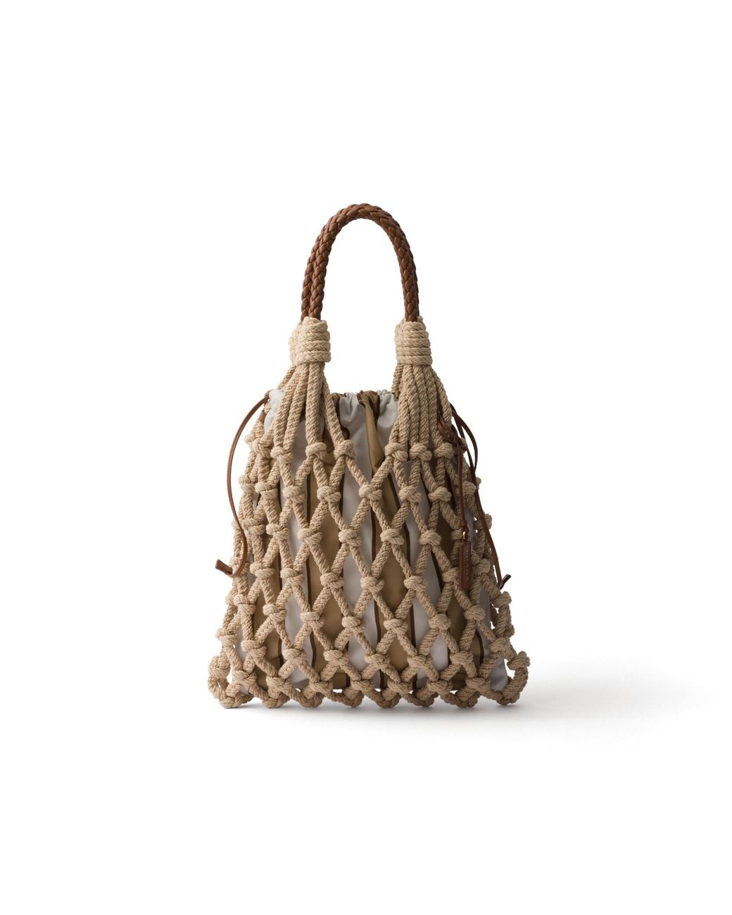 Prada Natural Noué Medium Cotton Macramé Bag