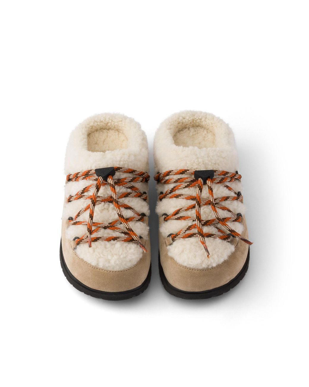 Prada Brown Suede And Shearling Mules