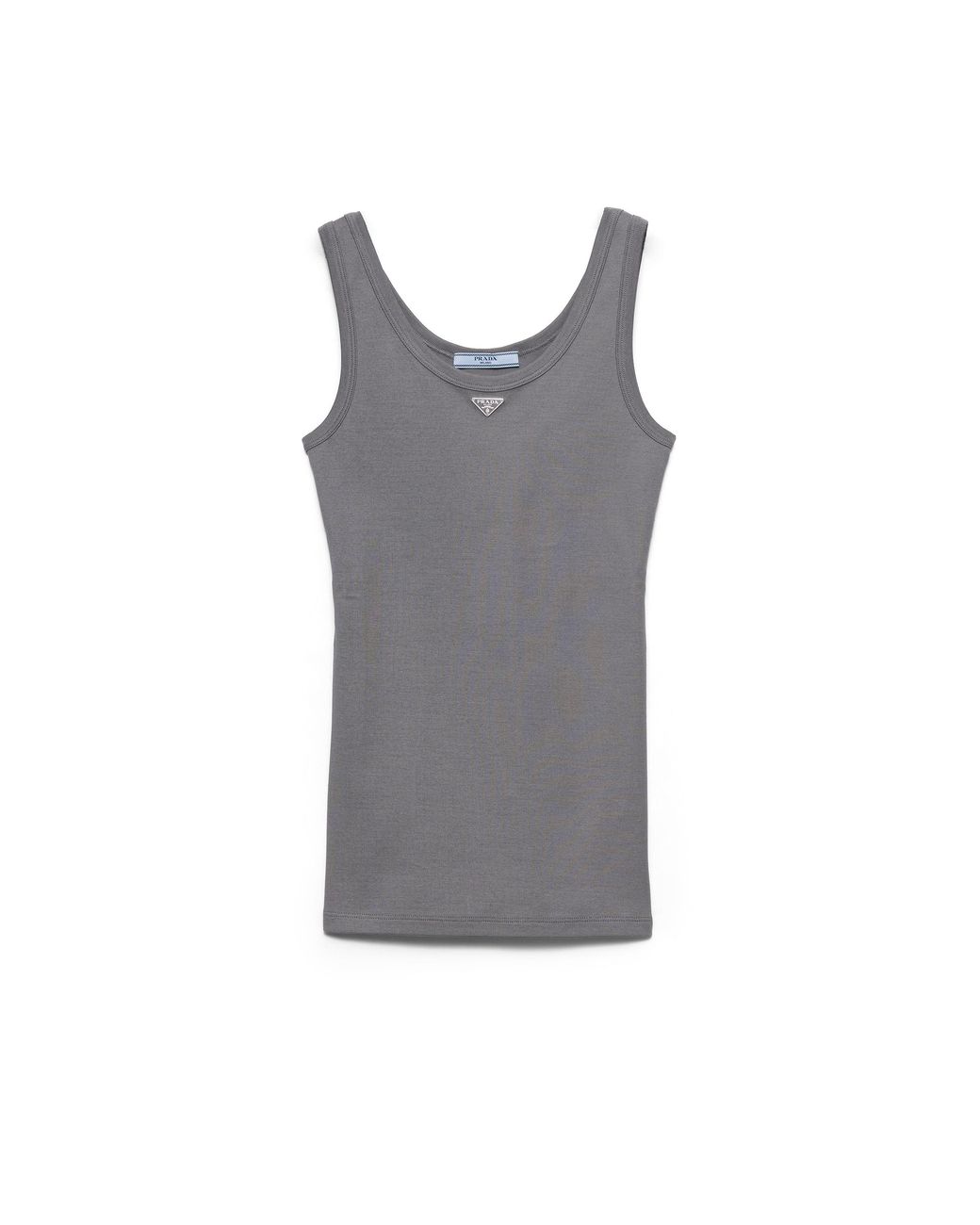 Prada Gray Ribbed Knit Tank Top