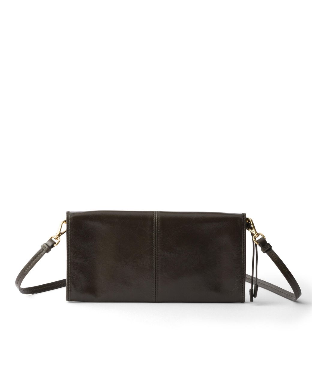 Prada Black Leather Wallet With Shoulder Strap