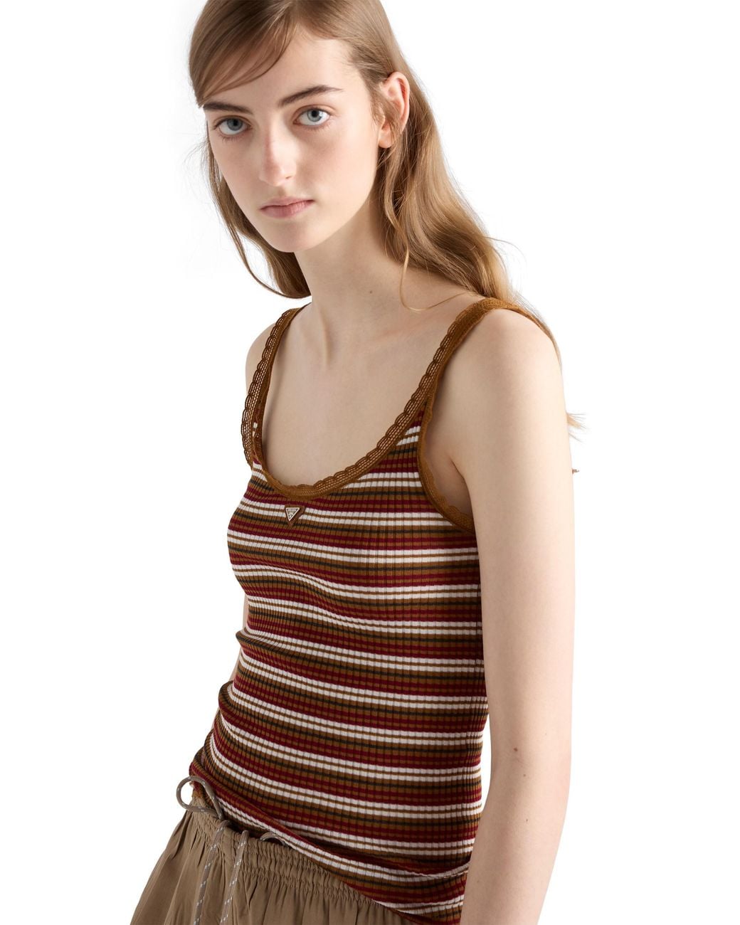 Prada Brown Striped Cotton Top