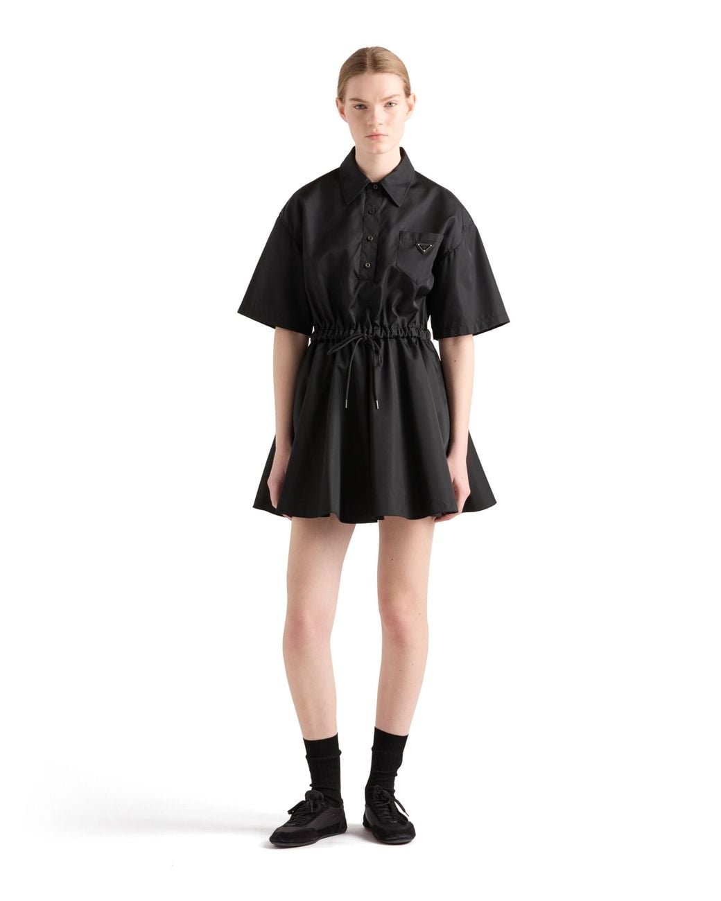 Vestido De Manga Corta En Re-Nylon, Mujer, Talla Prada de color Black