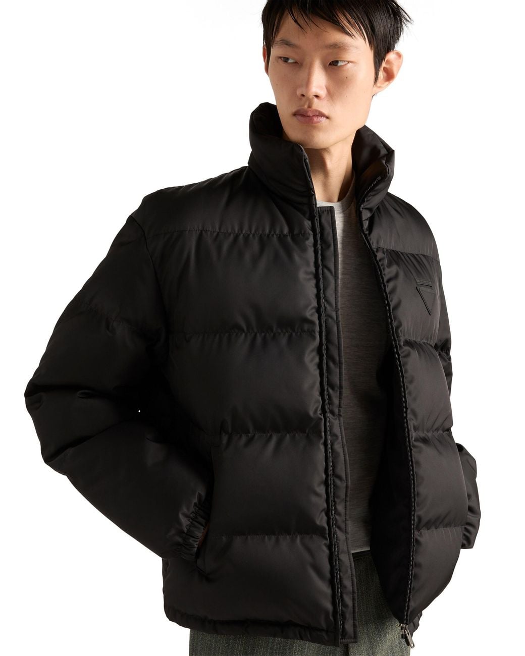Prada Black Medium-Weight Re-Nylon Down Jacket for men