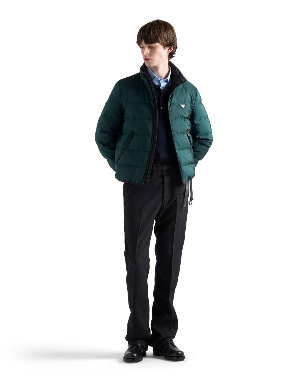 Prada Green Medium-Weight Re-Nylon Down Jacket for men