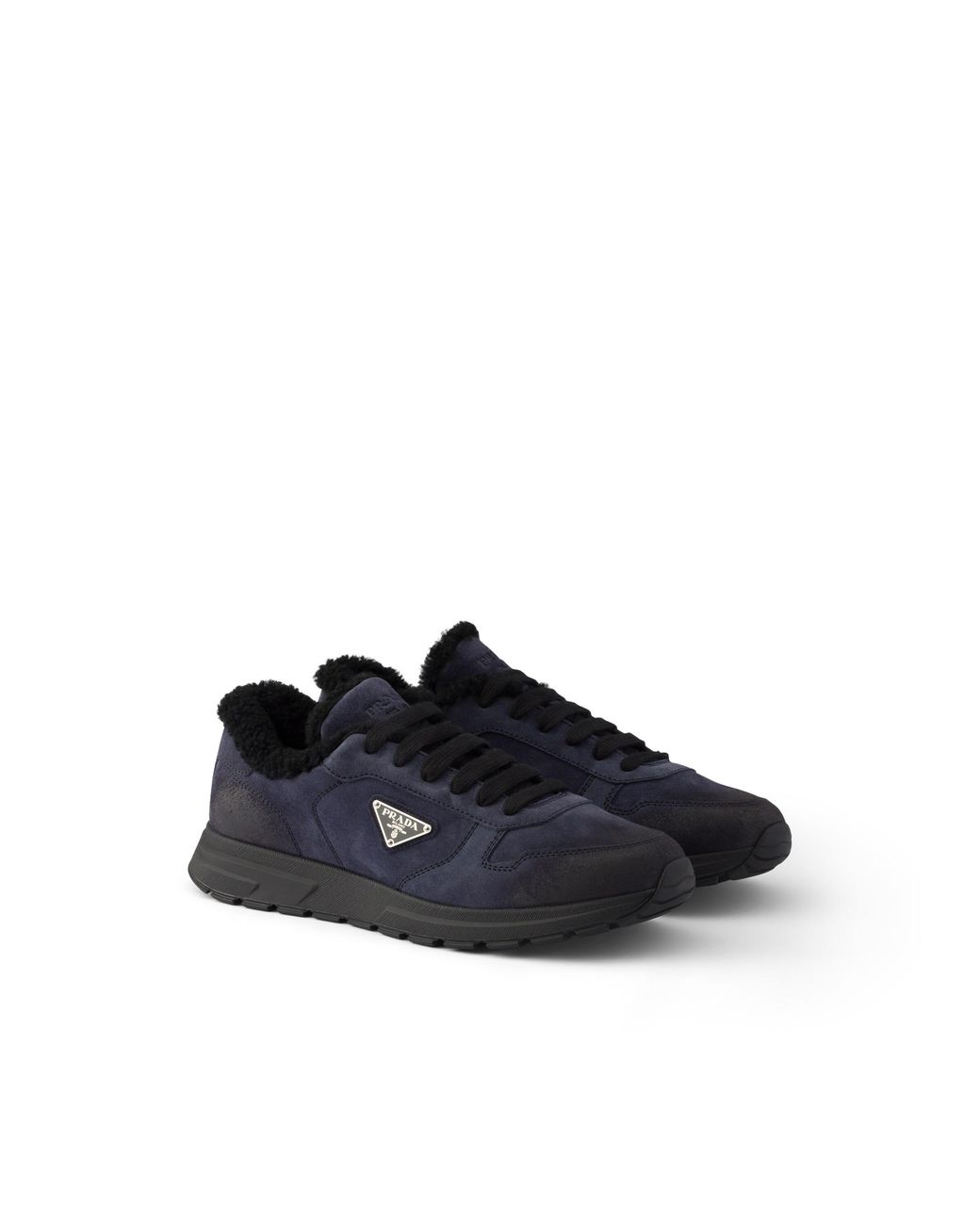 Prada Blue Prax Aged Suede Sneakers, Size 5 for men