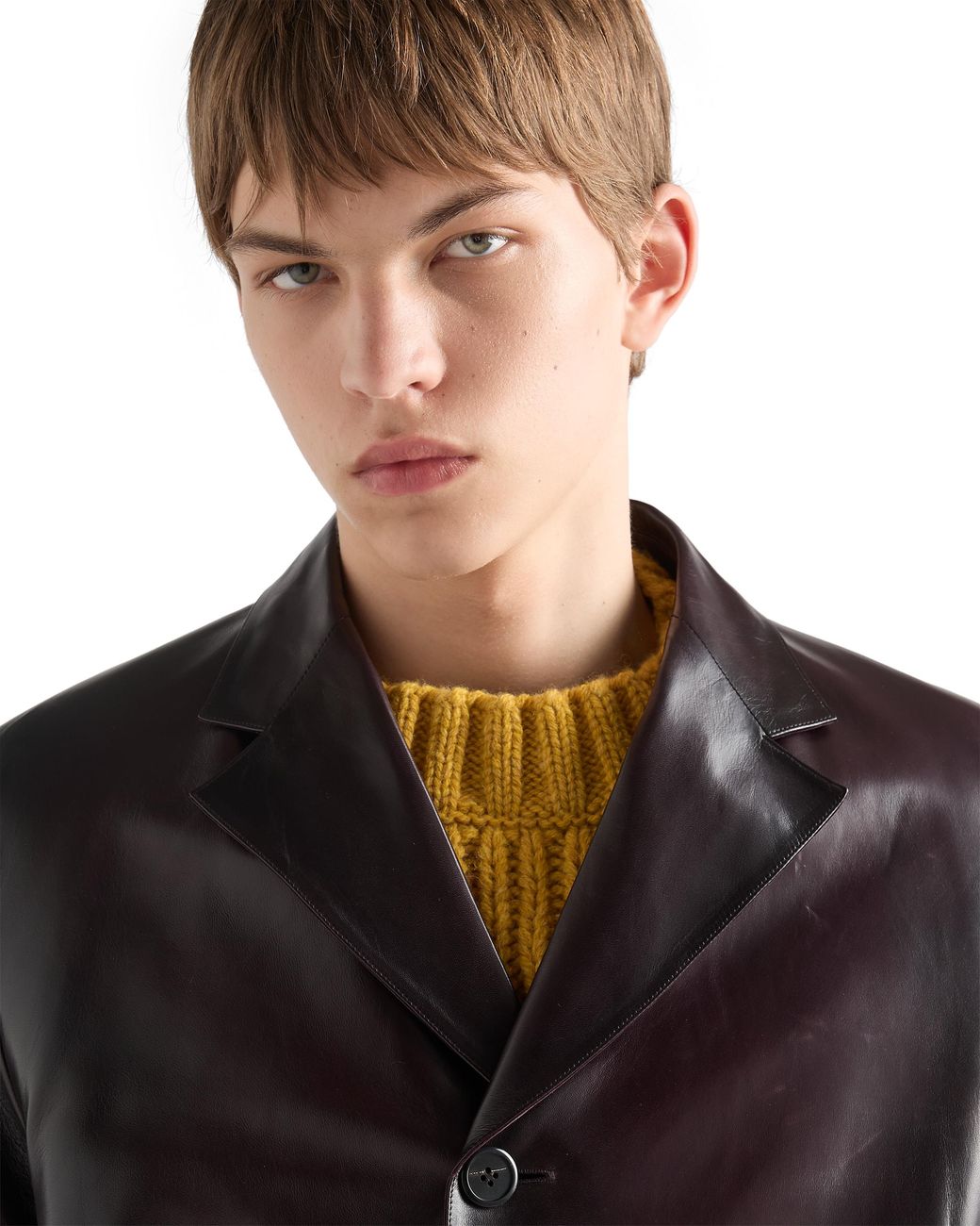 Prada Yellow Shetland Wool Crew-Neck Sweater for men