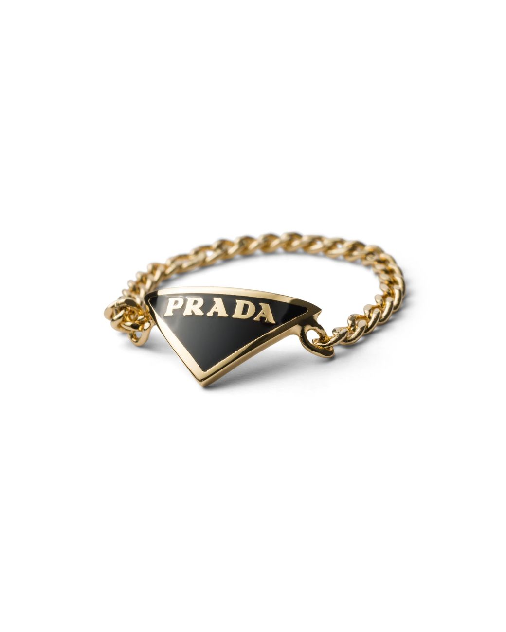 Prada White Emaillierter Metallring, Damen, Größe 11