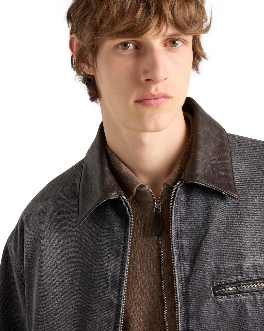 Prada Gray Denim Blouson Jacket for men