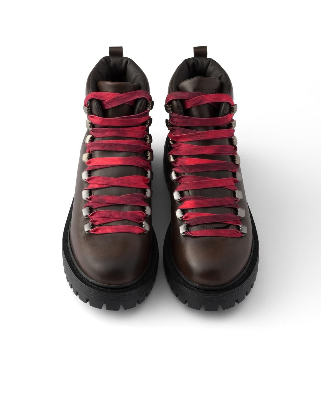 Prada Red Leather Lace-Up Booties