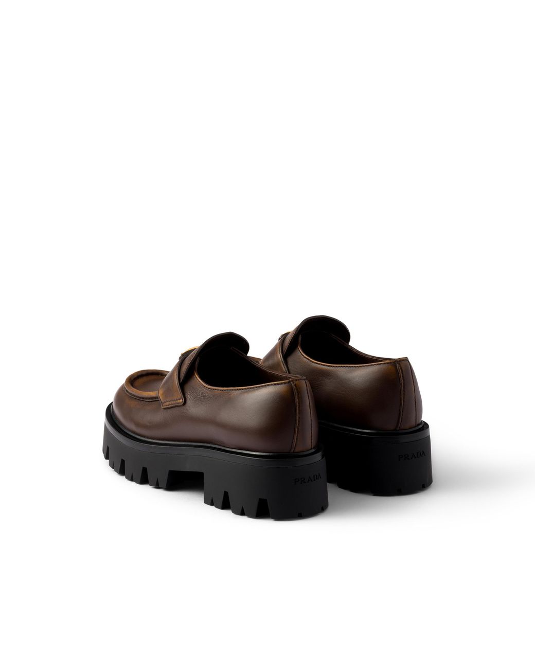 Prada Brown Stride Leather Loafers