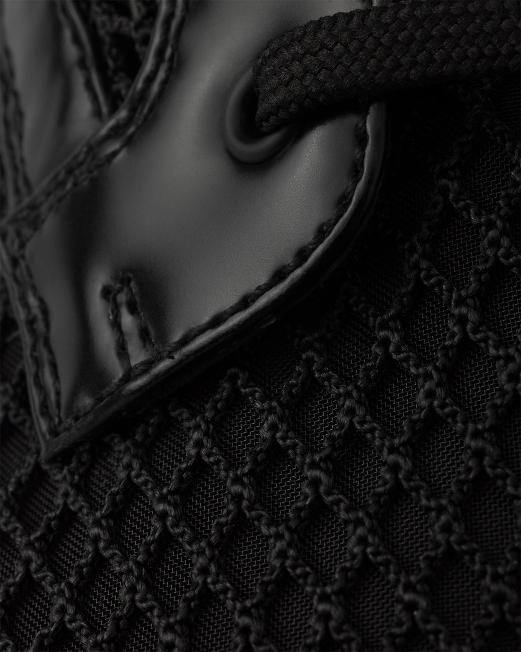Prada Black Mesh Fabric And Brushed Leather Booties With Pouch
