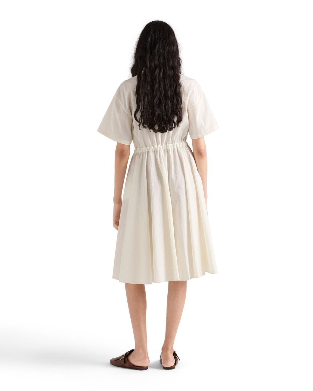 Prada White Short-Sleeved Technical Pongé Dress