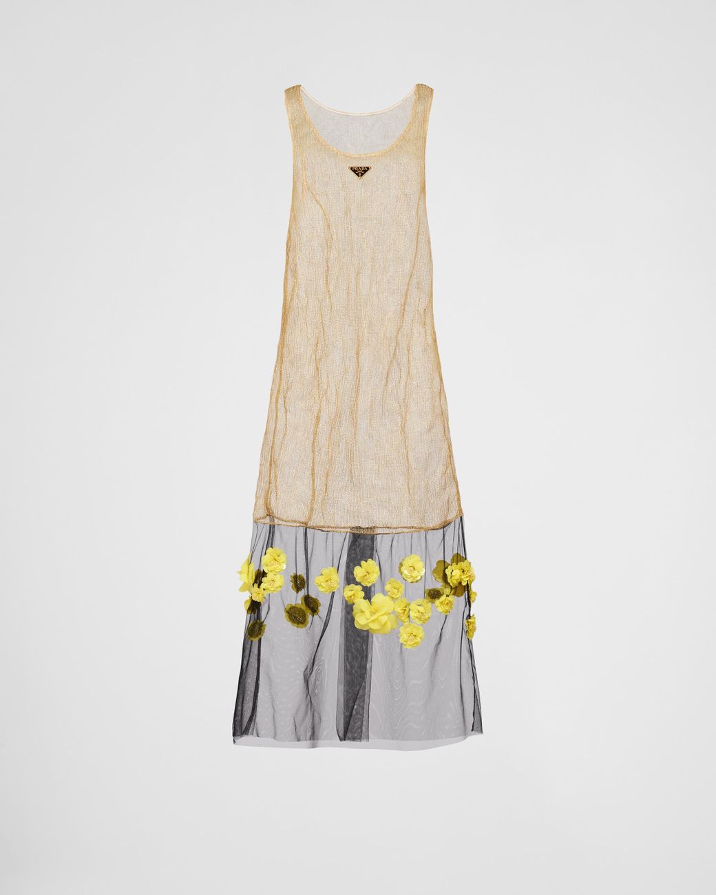 Prada Embroidered Mesh Dress in White | Lyst
