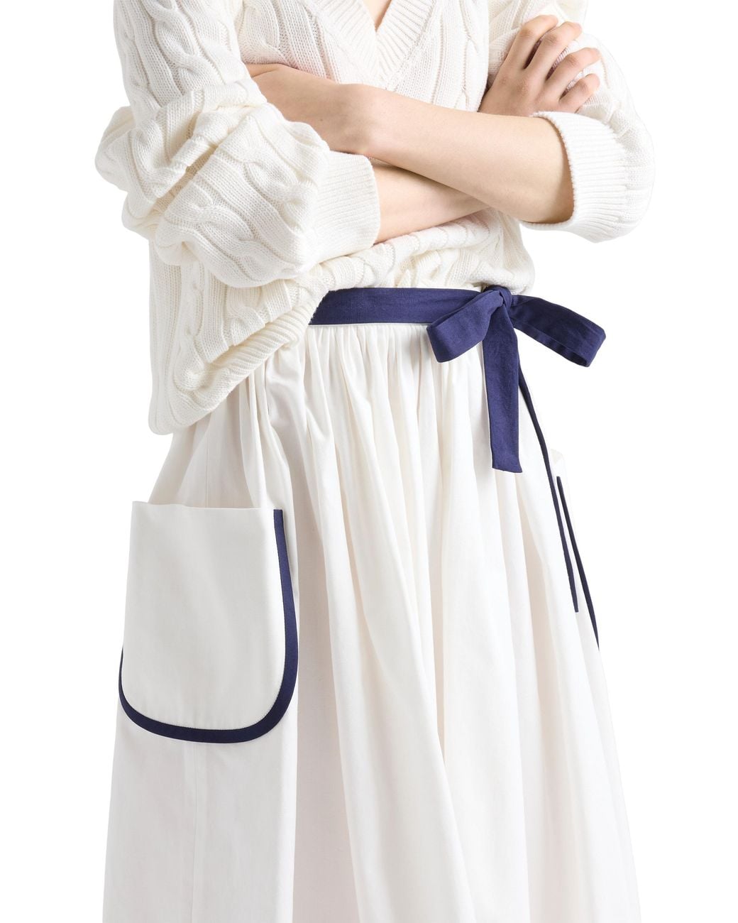 Prada White Slubbed Toile Skirt