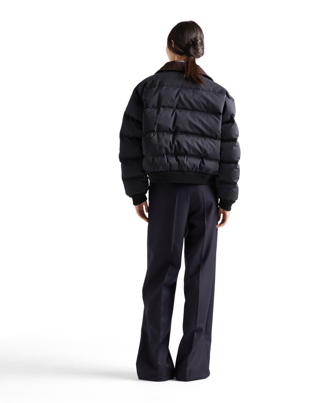 Prada Blue Cropped Compact Poplin Down Jacket