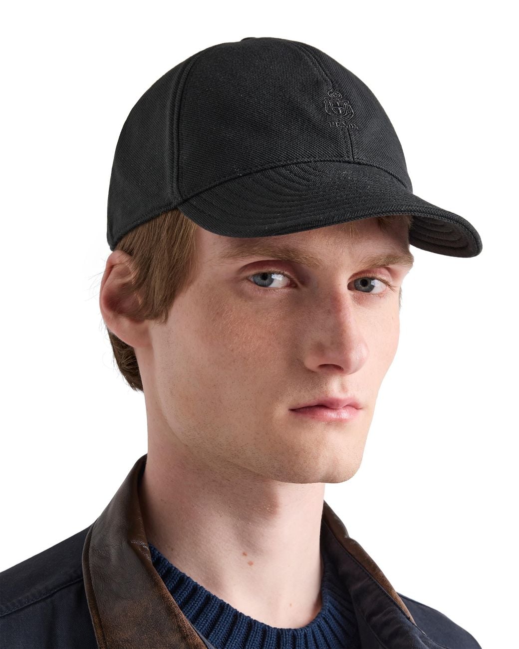 Prada Black Old Piqué Baseball Cap for men