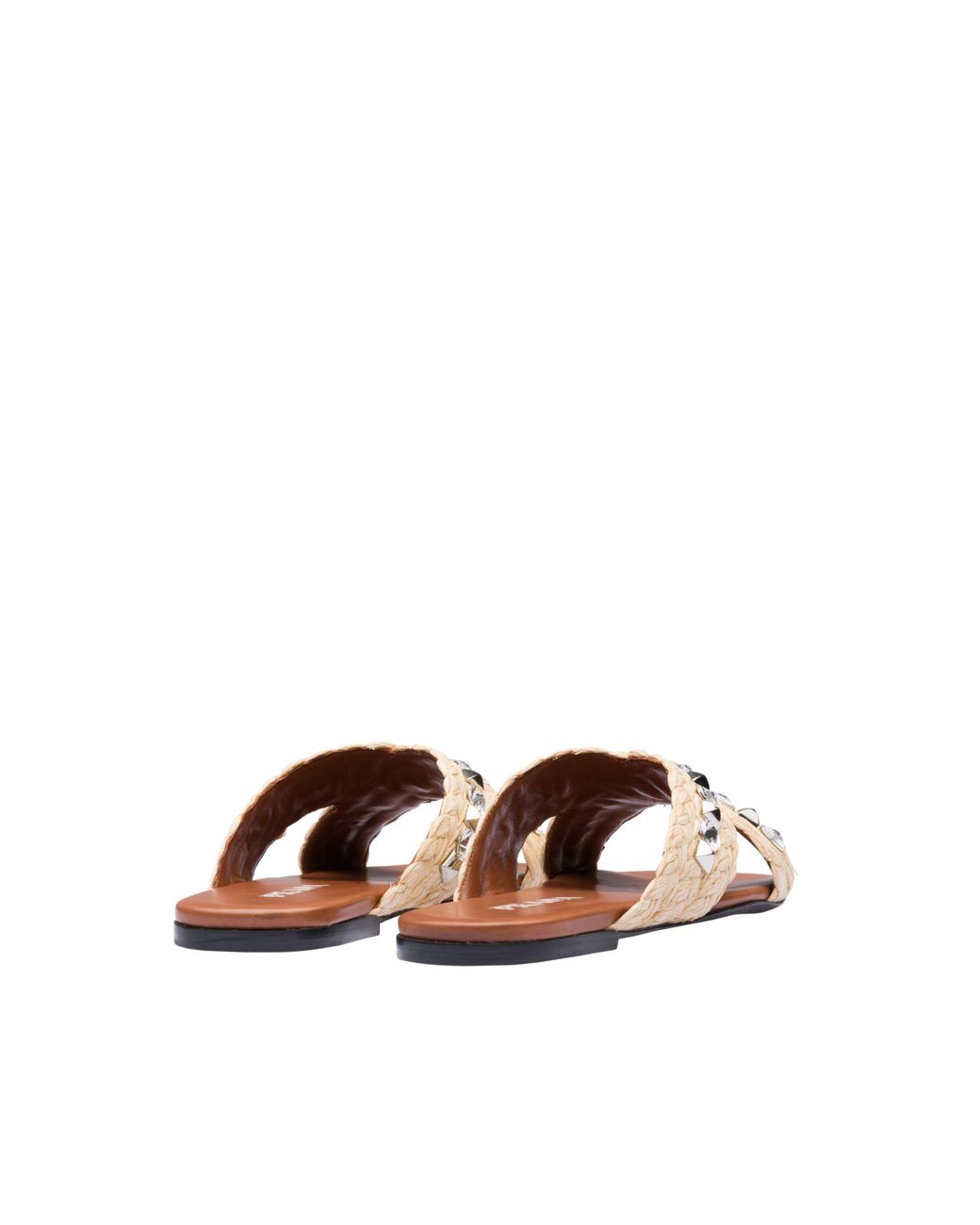 Prada Embellished Raffia Slides in Brown Lyst