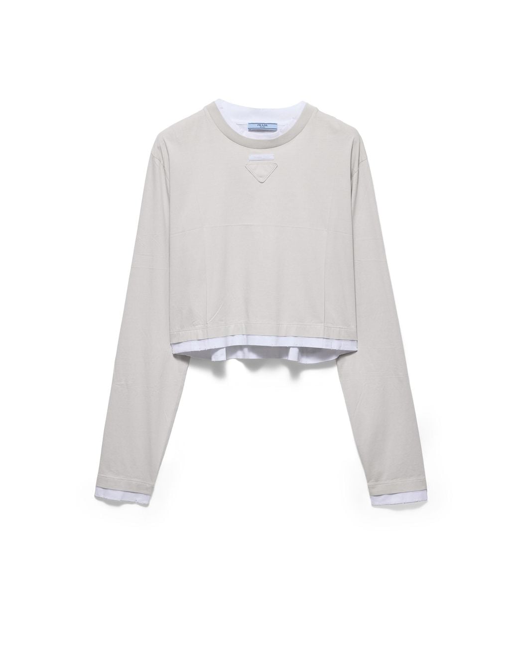 Prada White Long-Sleeved Jersey T-Shirt