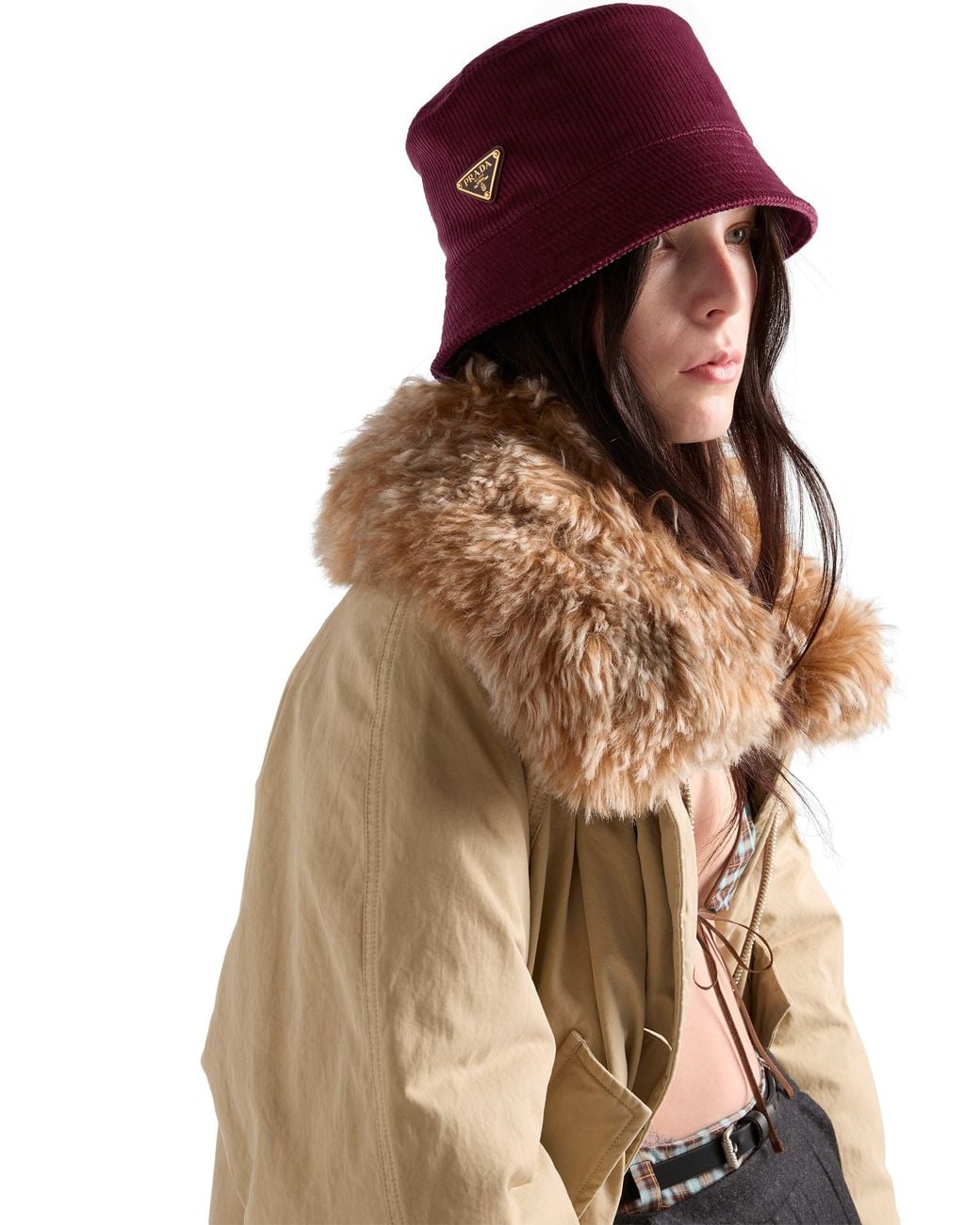 Prada Red Corduroy Bucket Hat