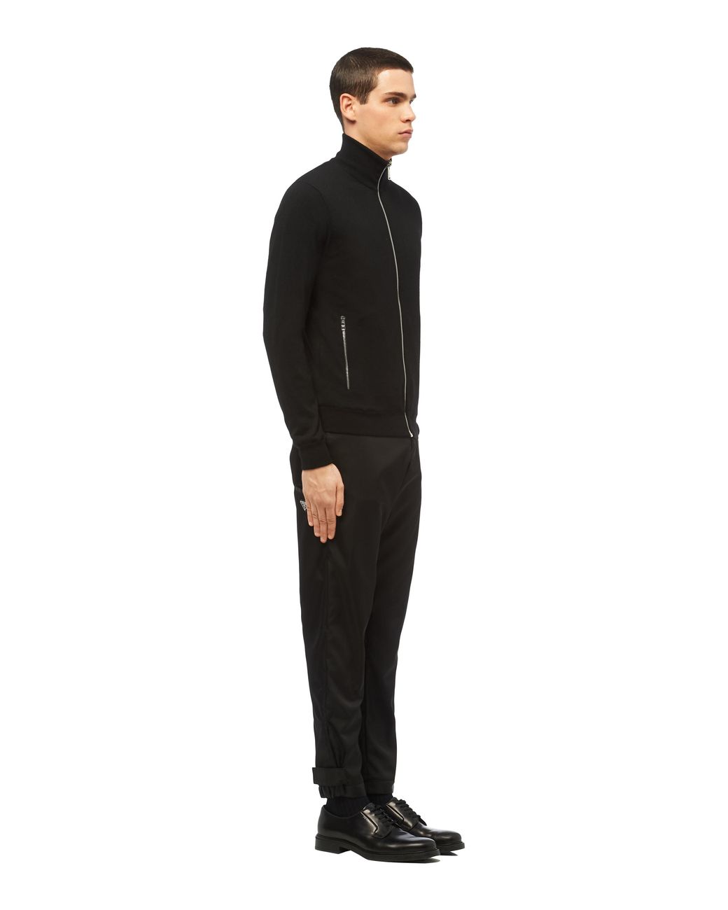 Prada Black Reversible Brand-Plaque Wool And Nylon Jacket for men