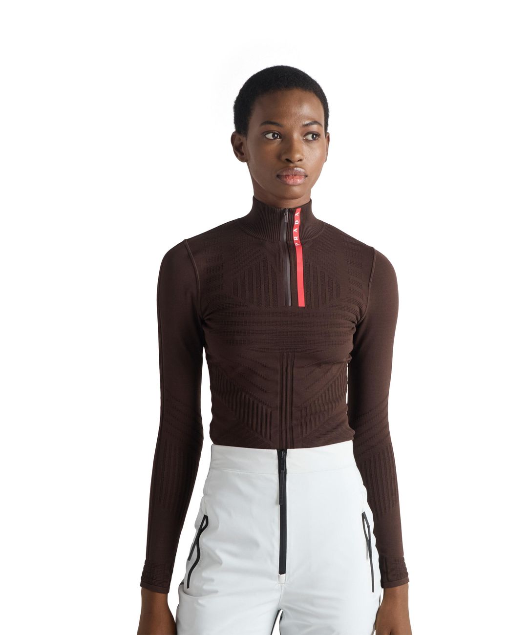 Prada Brown Re-Nylon Turtleneck Sweater, Cocoa