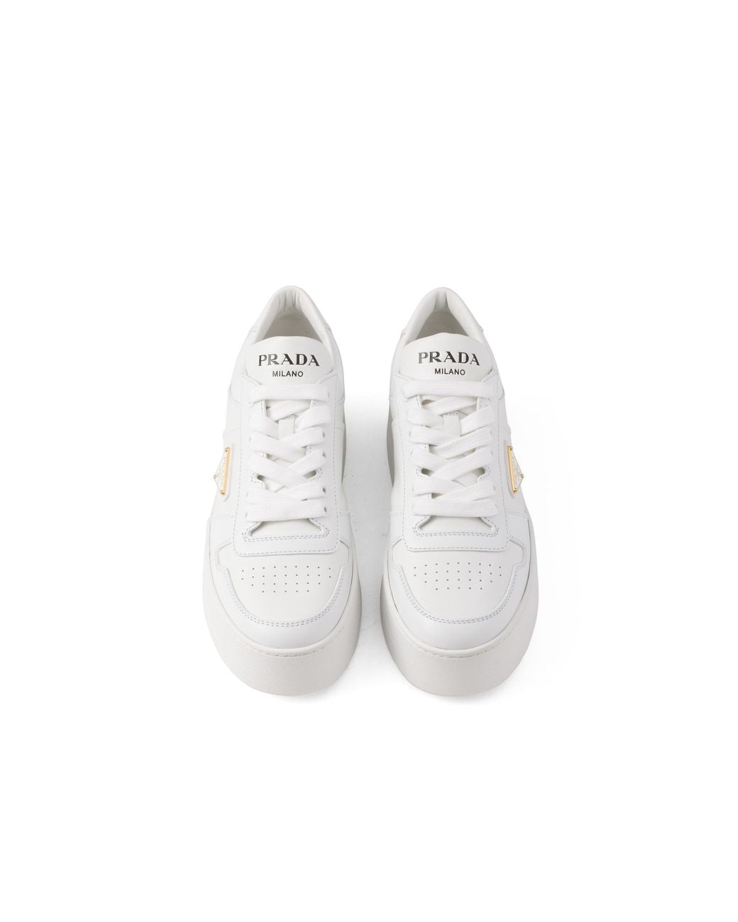 Prada White Downtown Bold Leather Sneakers
