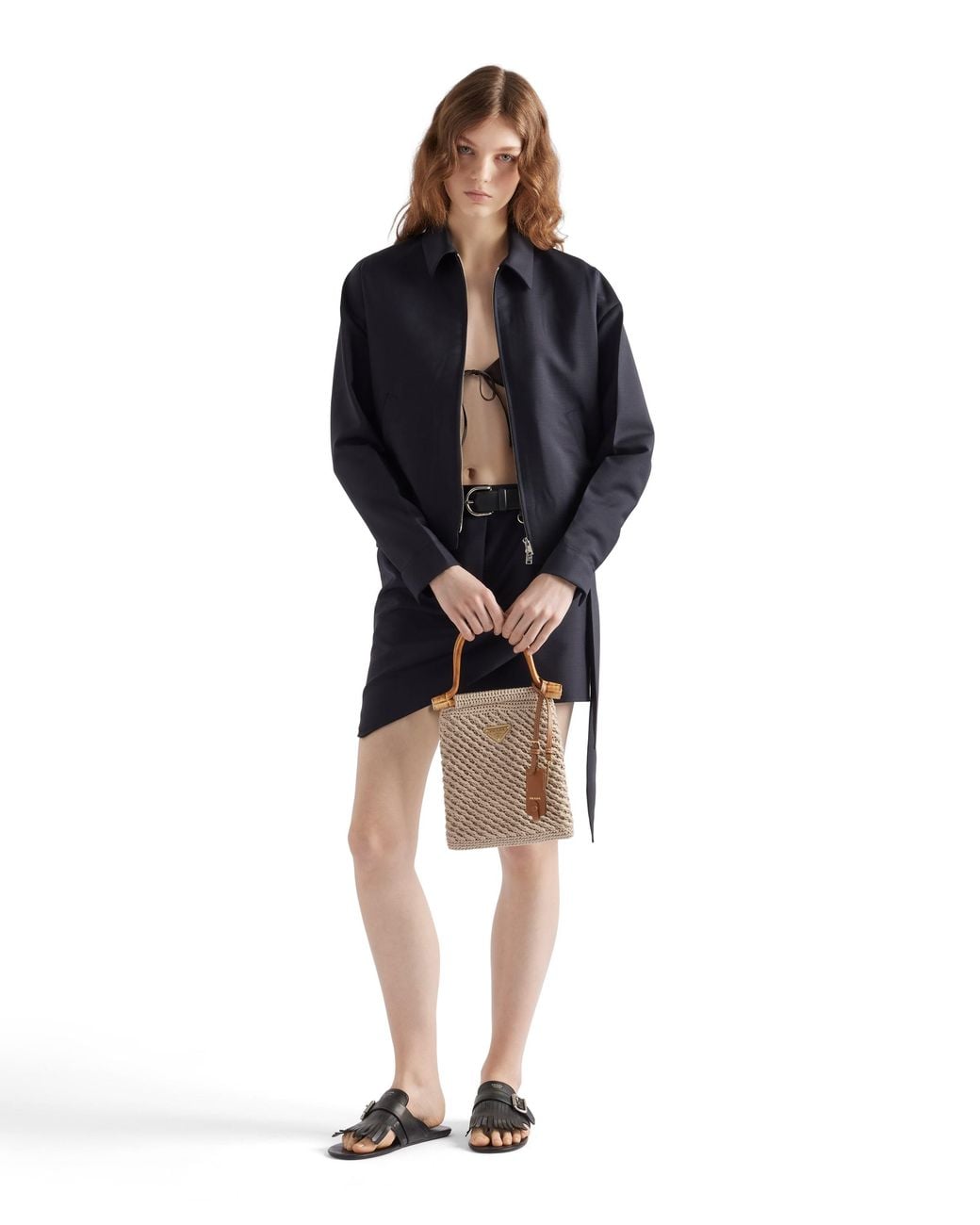 Prada Blue Kid Mohair Blouson Jacket