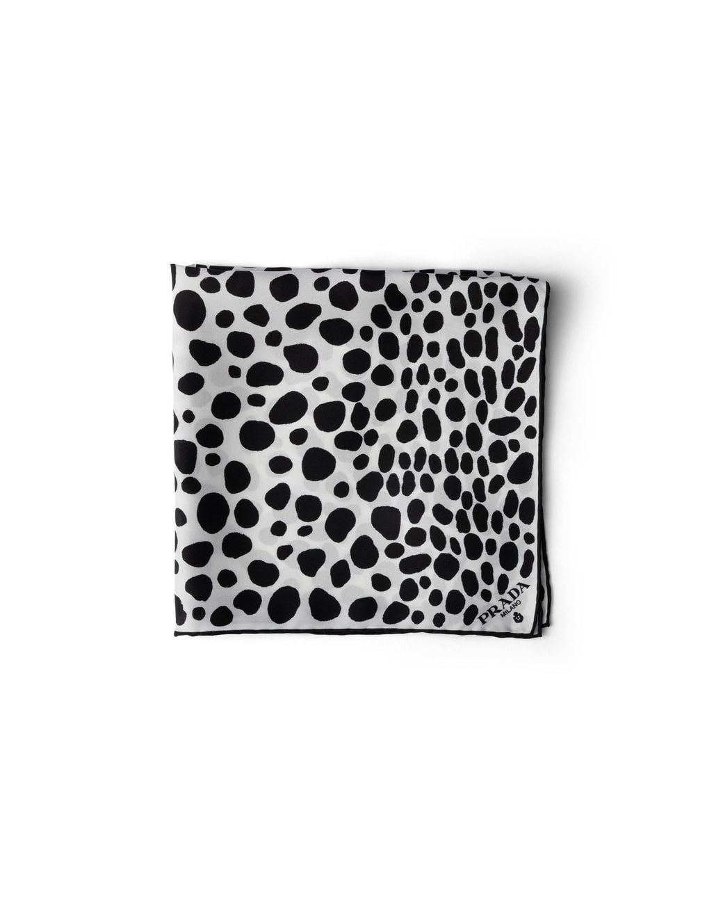 Prada Black Printed Silk Twill Scarf, 43 X 43