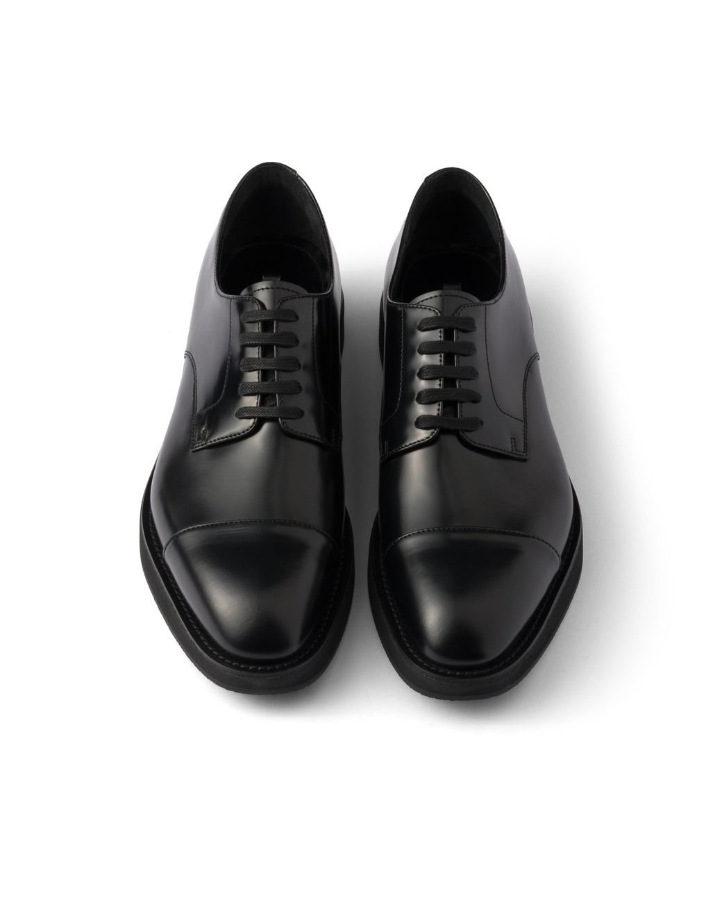 Prada Black Brushed Leather Laced Brogue Shoes, Size 10 for men
