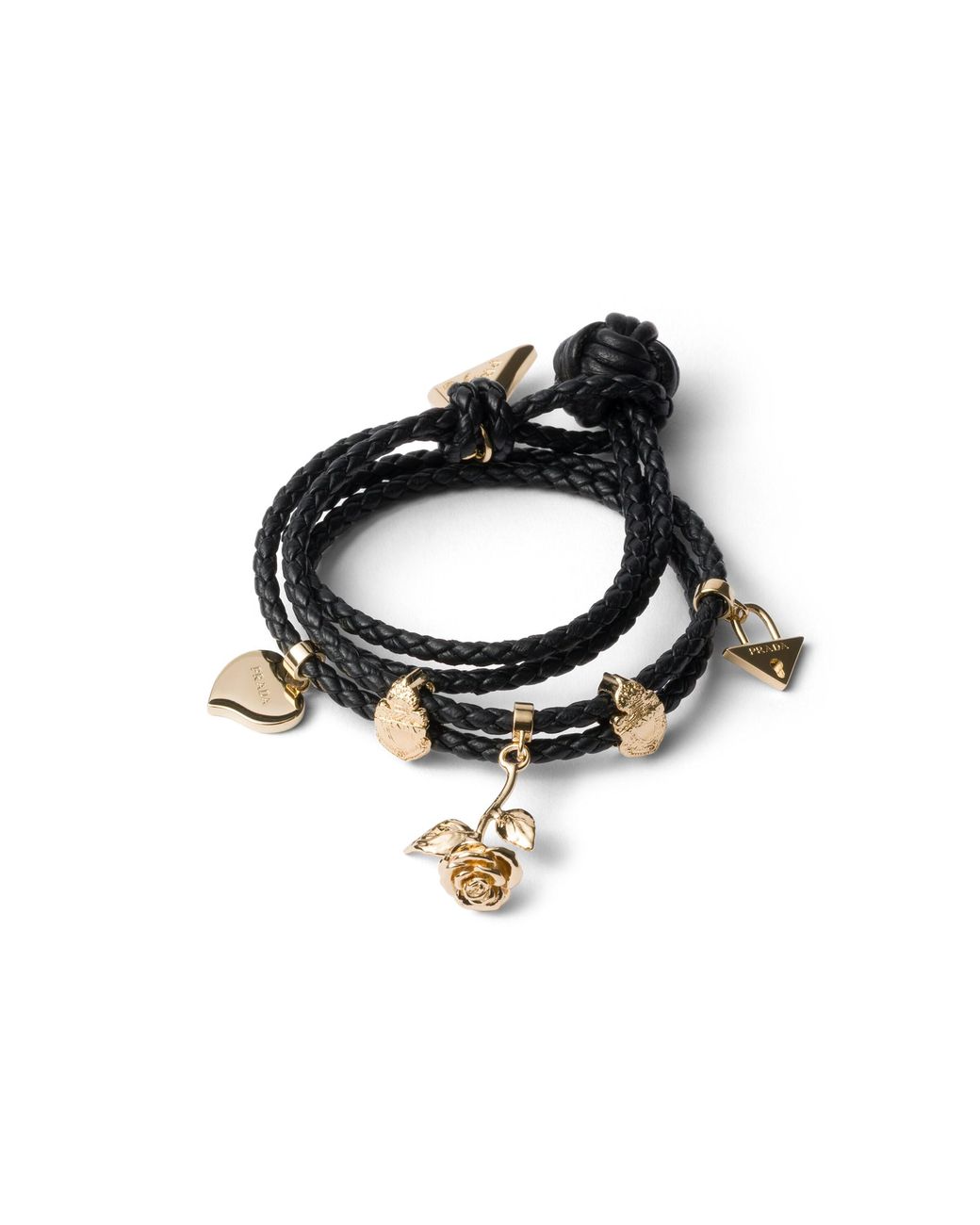Prada Black Braided Nappa Leather Bracelet