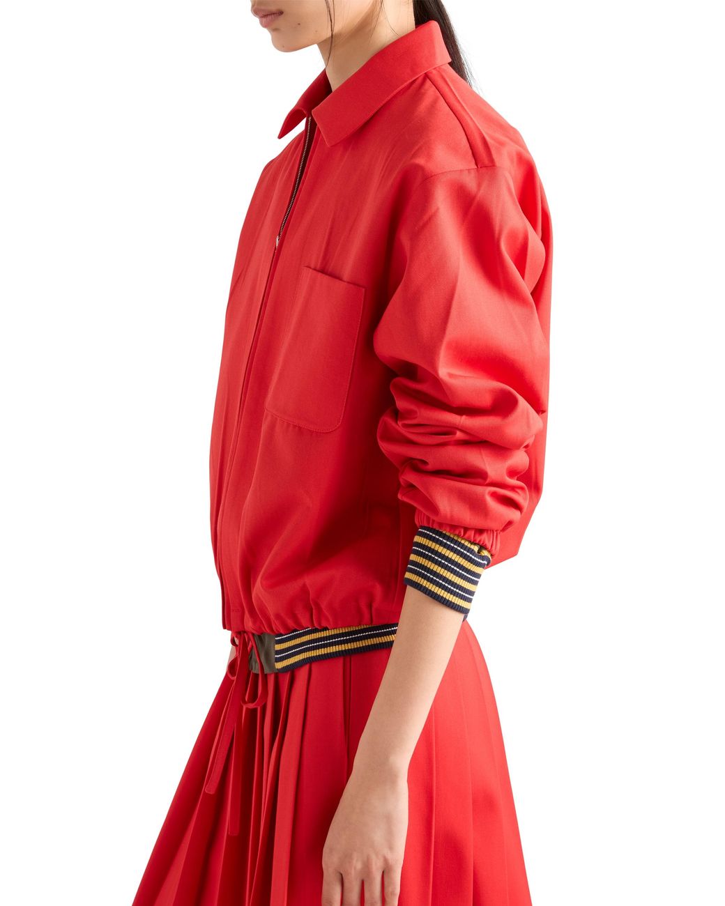 Prada Red Gabardine Blouson Jacket