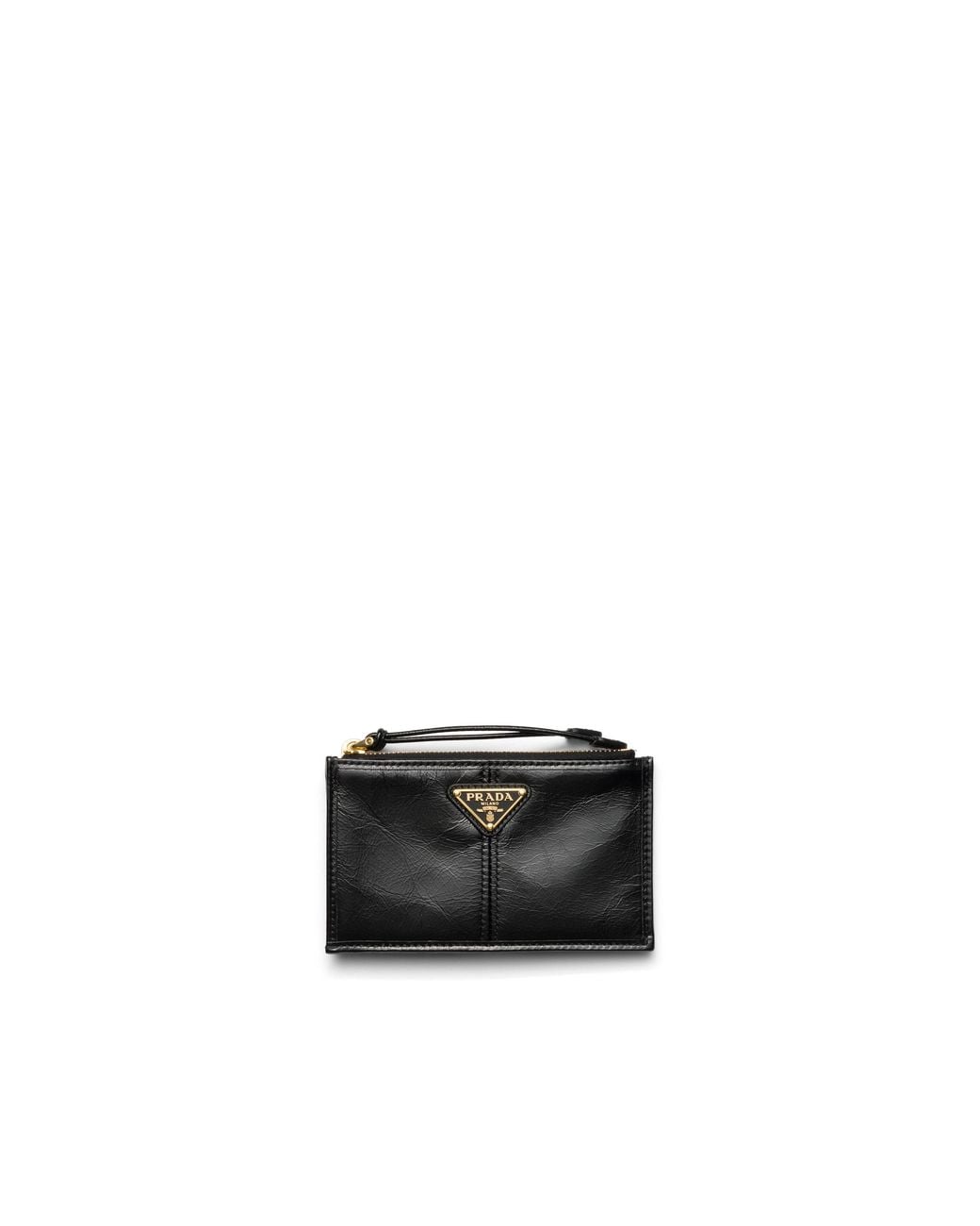 Prada White Leather Card Holder With Zipper