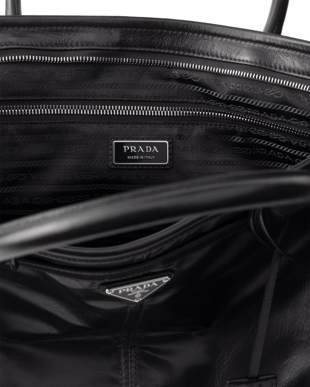 Prada Black Bonnie Leather Tote Bag for men