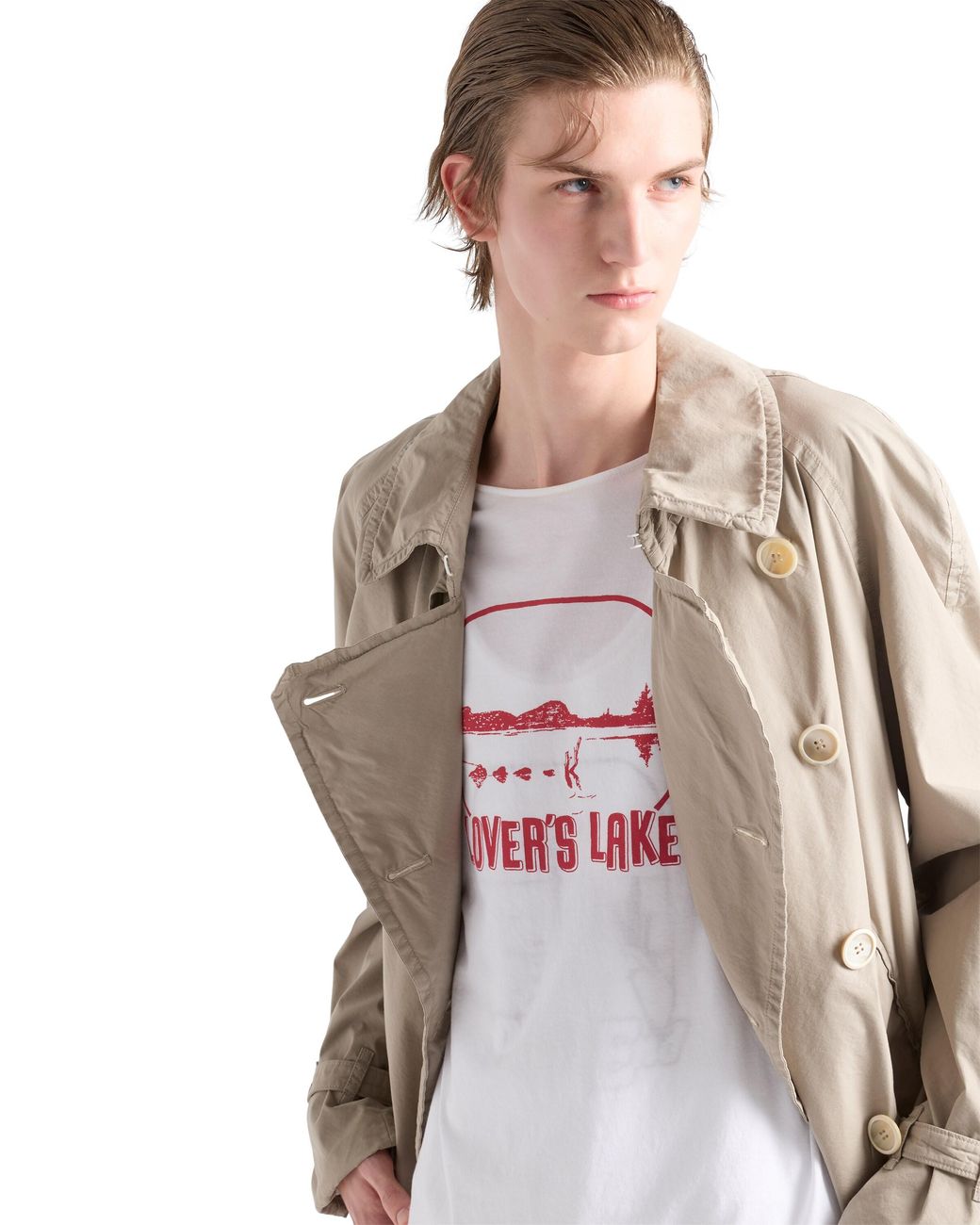 Prada White Printed Cotton T-Shirt for men