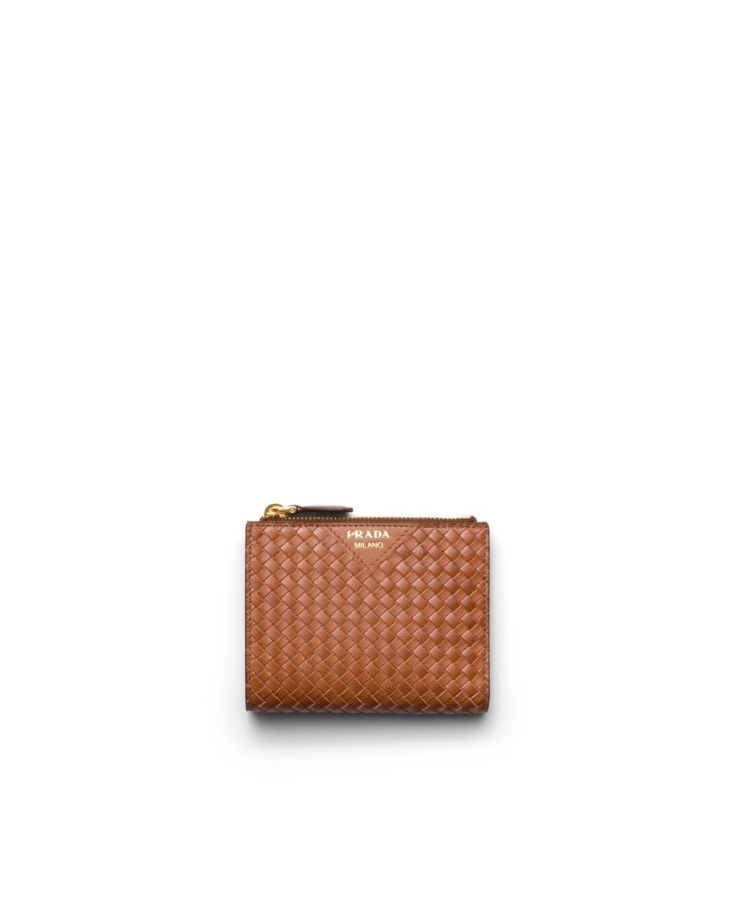 Prada White Small Woven Madras Leather Wallet