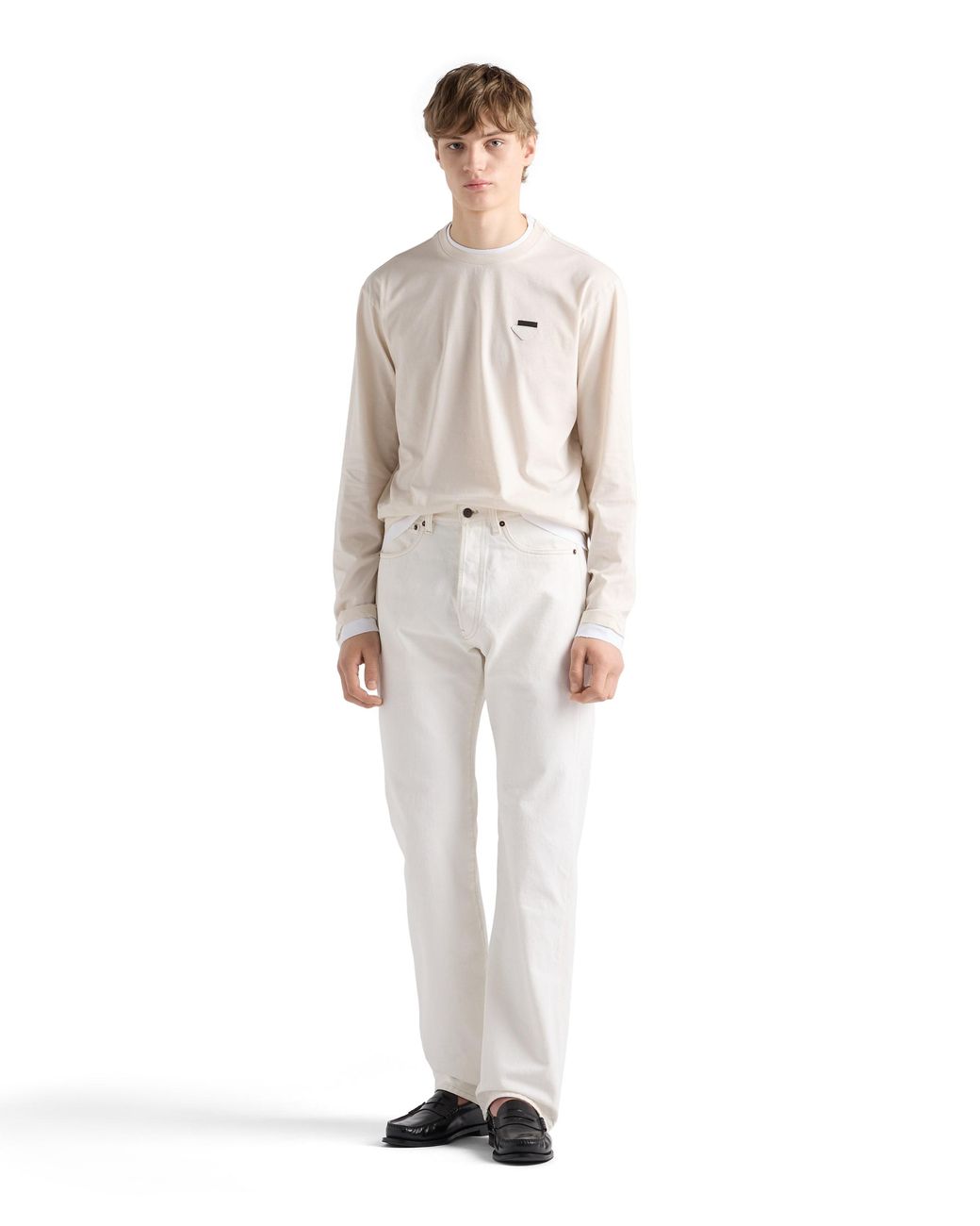 Prada White Old Denim Five-Pocket Jeans for men