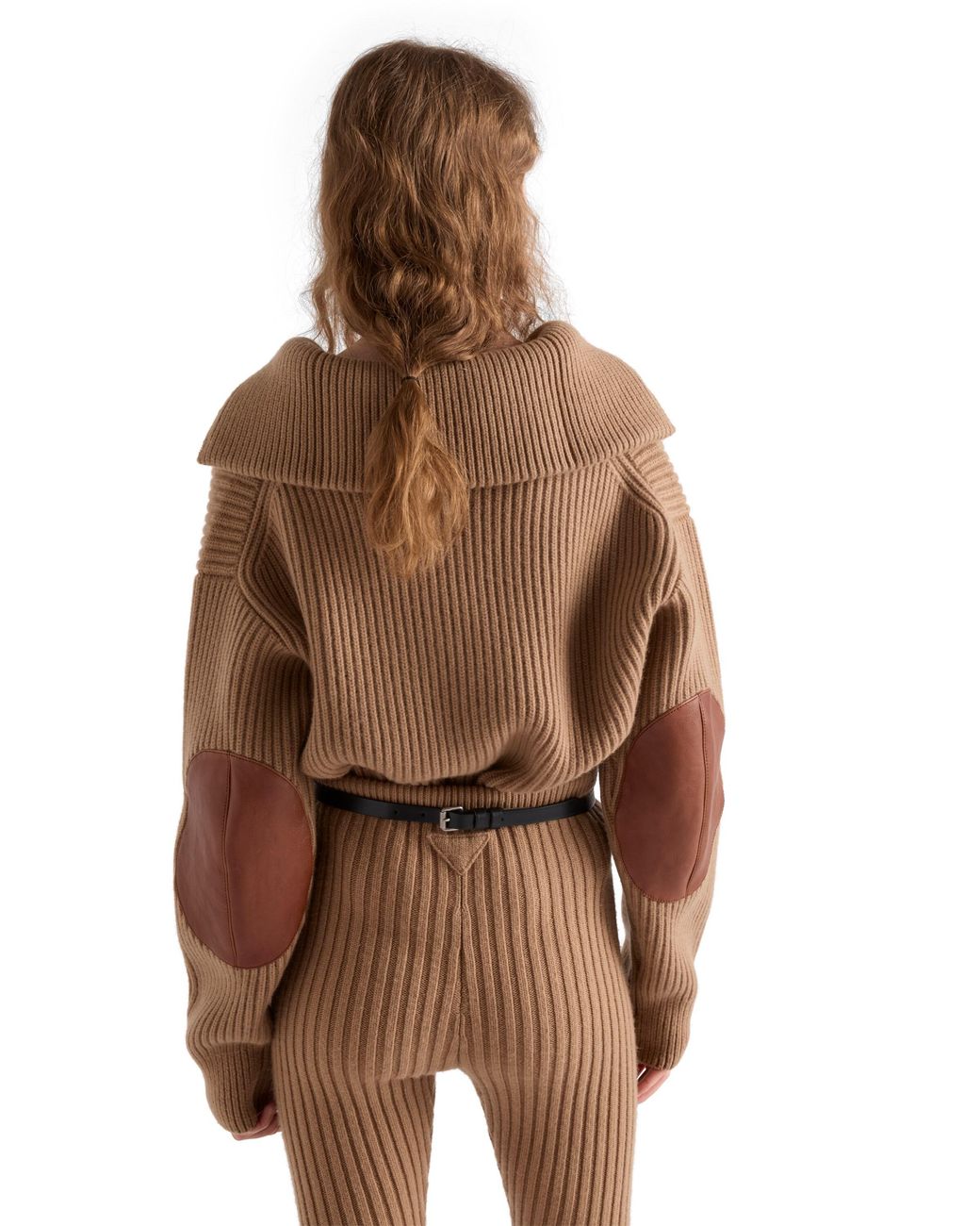 Prada Natural Ribbed Knit Cashmere Sweater