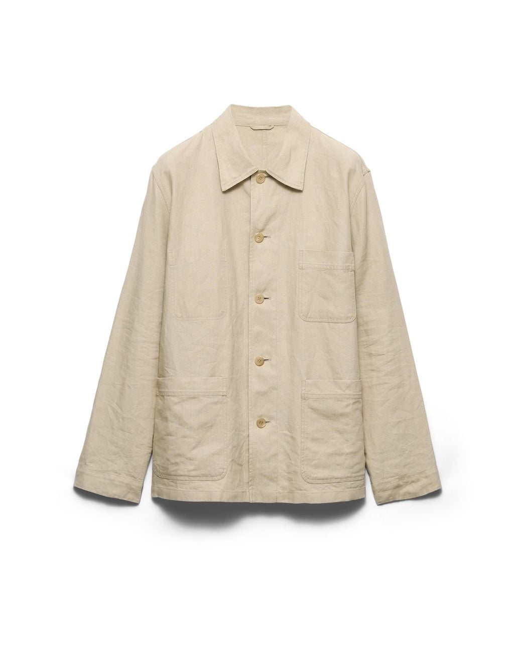 Prada Natural Single-Breasted Linen Jacket for men