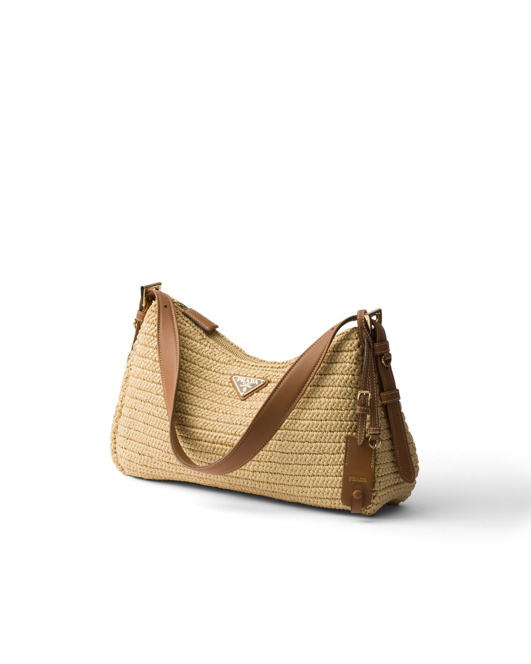 Prada Natural Aimée Large Crochet And Leather Bag