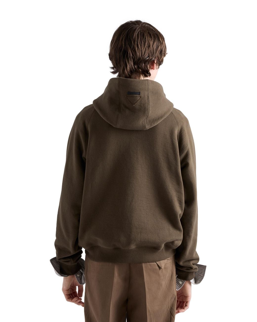 Prada Brown Cotton Fleece Hoodie for men