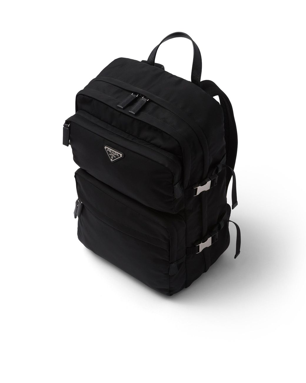 Prada Black Re-nylon And Saffiano Leather Backpack for men