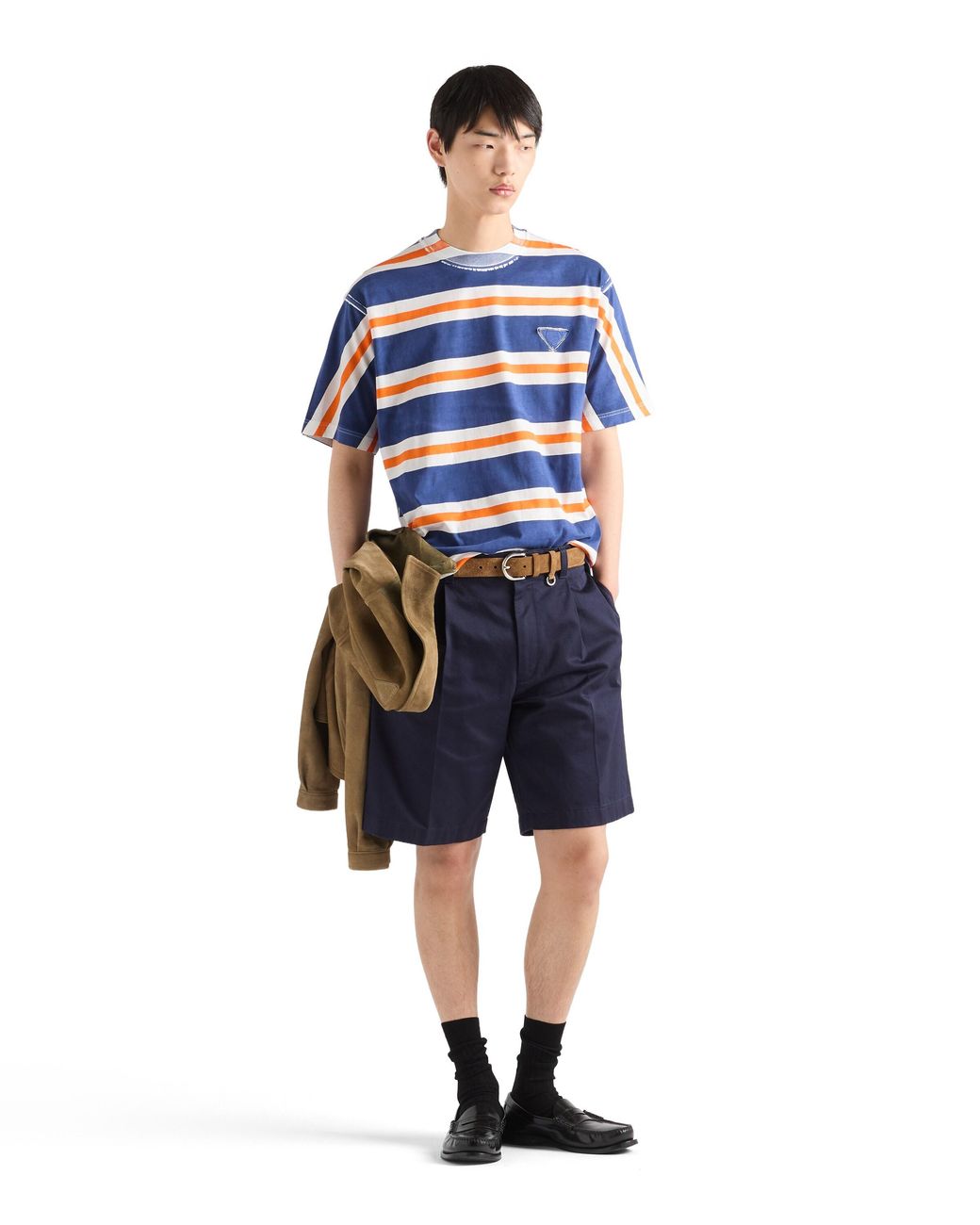 Prada Blue Printed Cotton T-Shirt for men