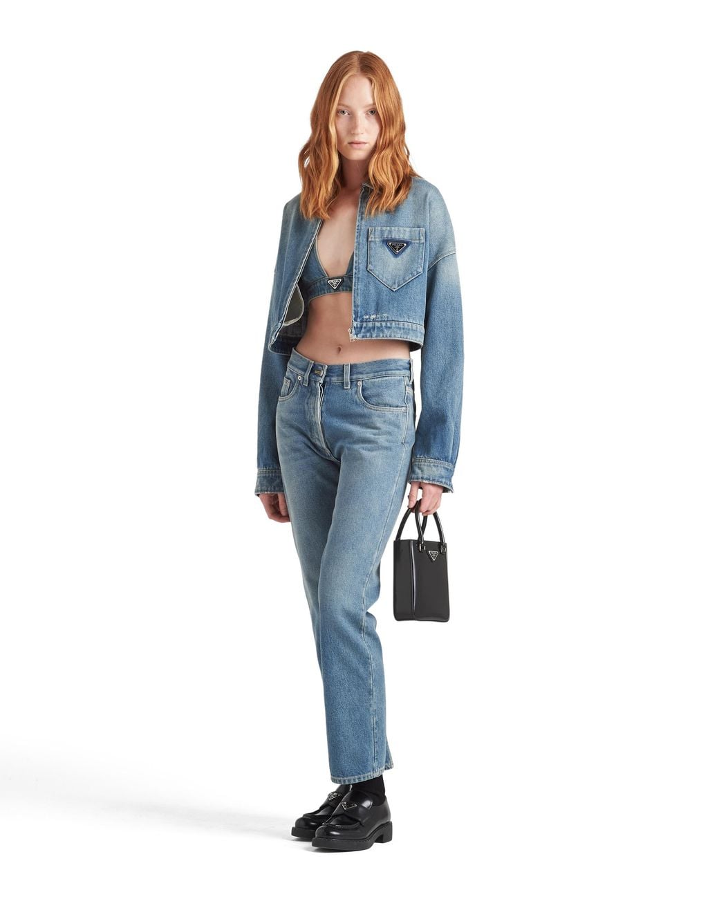 Prada Blue Five Pocket Jeans In Organic Denim
