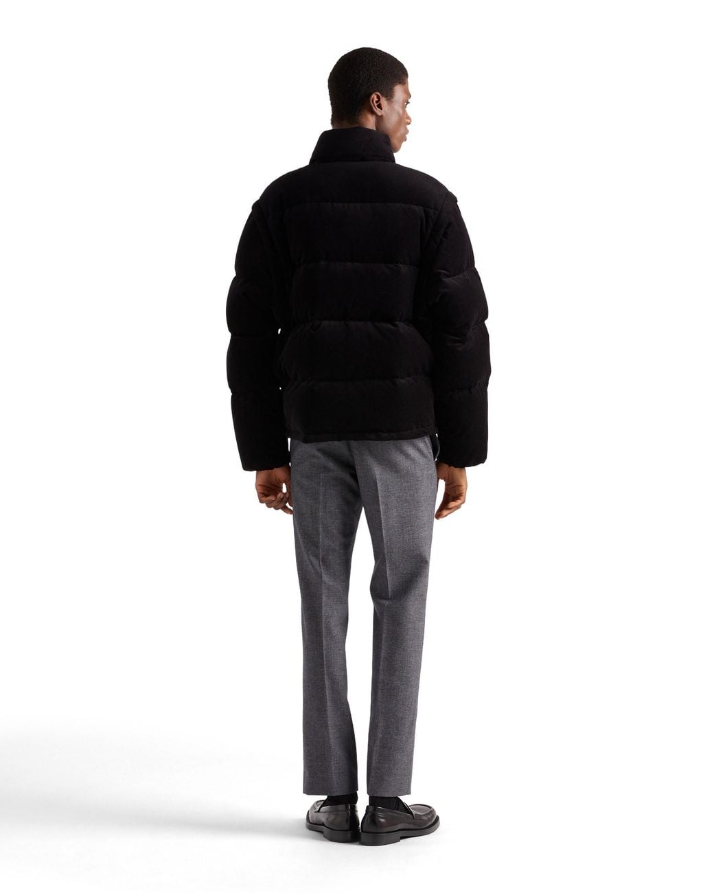 Prada Black Medium-Weight Corduroy Down Jacket for men