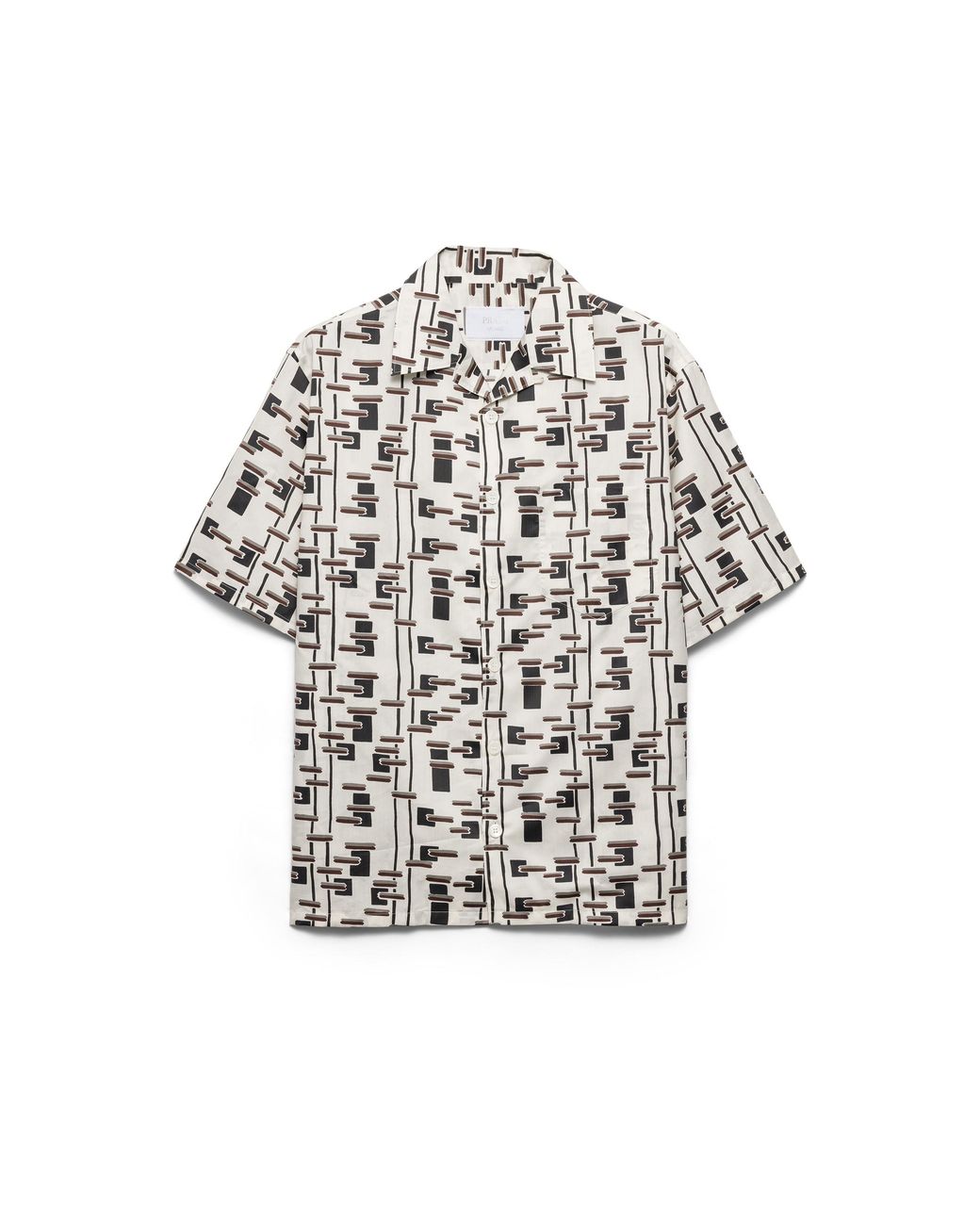 Prada White Printed Cotton Blend Shirt, Natural/Burgundy for men