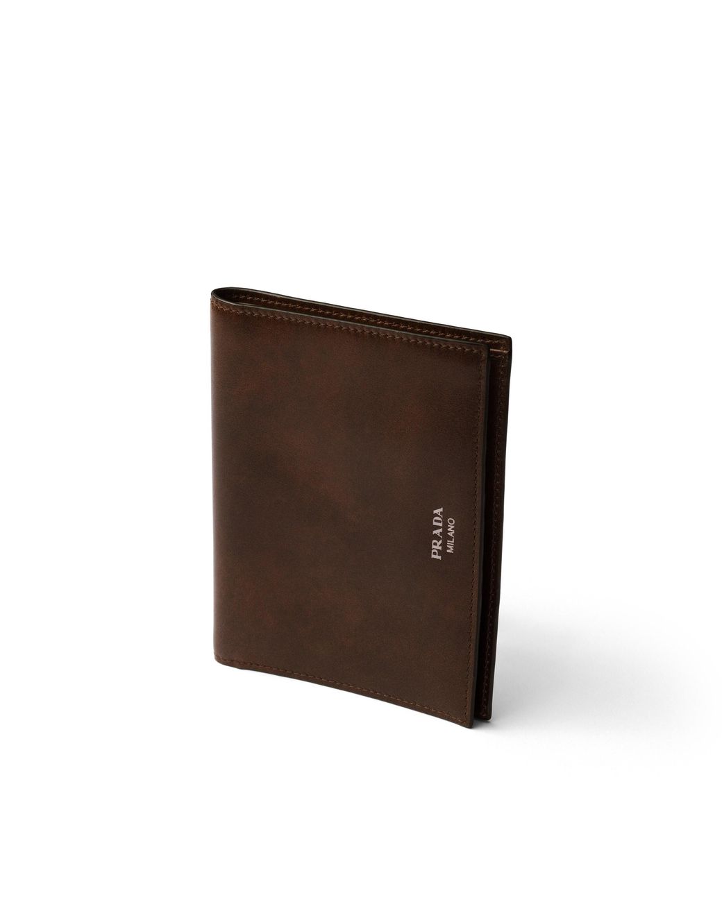 Prada Brown Antiqued Leather Wallet for men